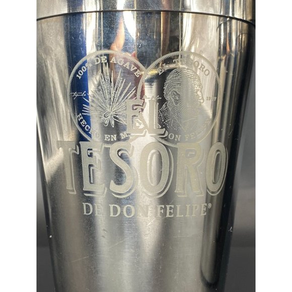 El Tesoro Tequila Cocktail Martini Shaker Set of 2 Stainless Steel 7" Advertisin - Picture 2 of 11